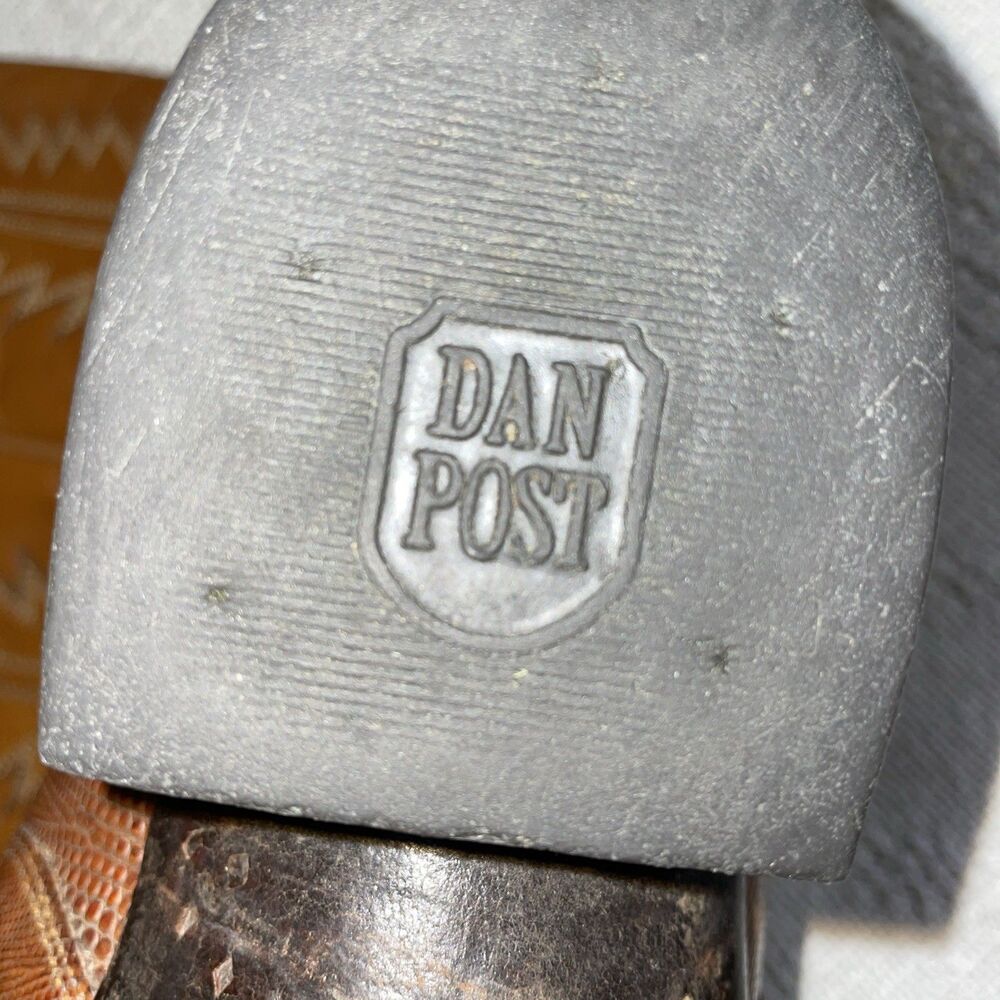 Dan Post Men’s Western Boots Size 9 D Brown Leather Lizard Motif Cowboy Rodeo - Picture 3 of 12